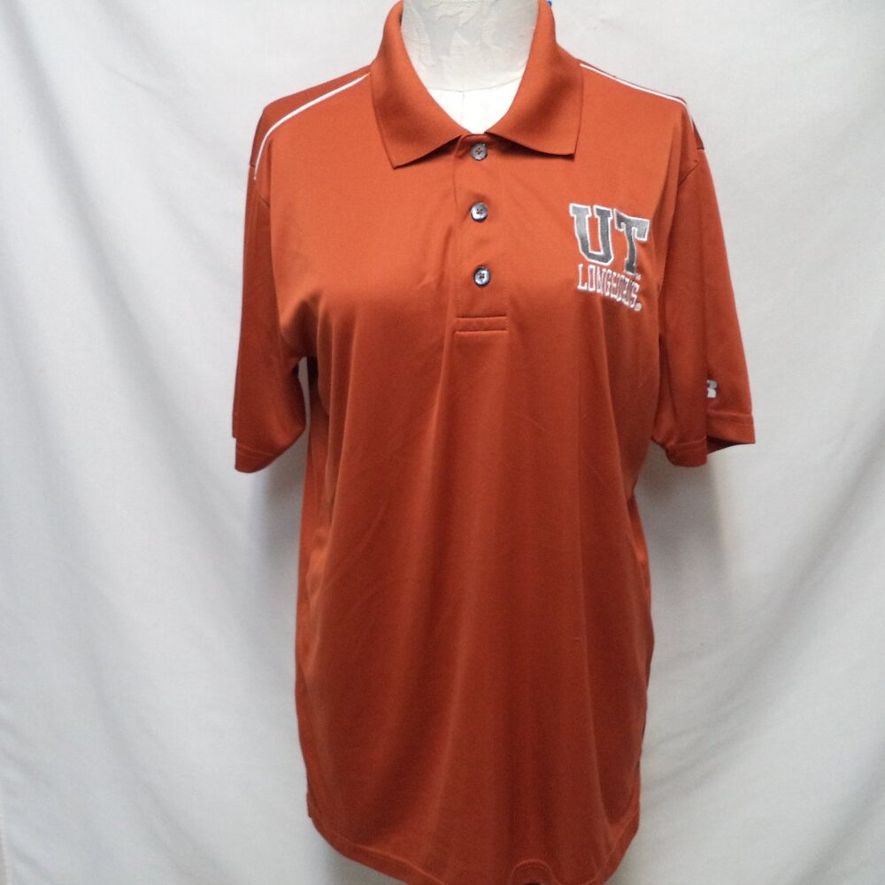 UT University of Texas Russel Longhorns shirt orange Polo Men Size Sz Large Lg L